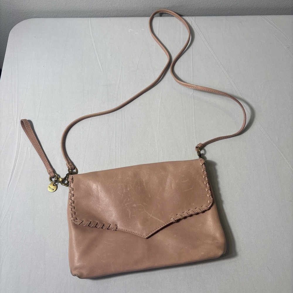 The Sak Collective Leather Crossbody Blush Pink Purse Whipstitch Flap Boho Bag